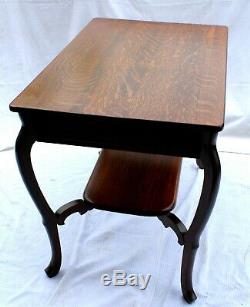 Early 20th C. Tiger Oak Library Desk with Drawer