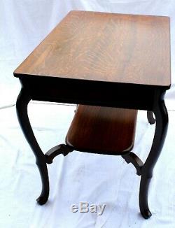 Early 20th C. Tiger Oak Library Desk with Drawer