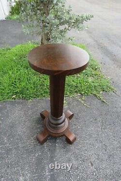 Empire Early 1900s Tiger Oak Flower Statue Stand Pedestal Table 2281