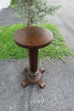 Empire Early 1900s Tiger Oak Flower Statue Stand Pedestal Table 2281