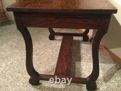 Empire Tiger Oak Library Table Desk with drawer