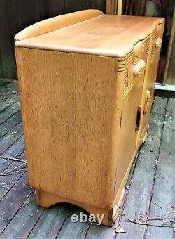 English, 1930's Antique Art Deco Server Dresser Carved Quarter Sawn Tiger Oak