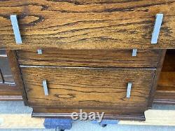 English Antique Tiger Oak Art Deco Sideboard Secretary Cabinet buyer$ship