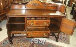 English Antique Tiger Oak Edwardian Sideboard / Buffet / Bar Cabinet