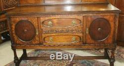 English Antique Tiger Oak Edwardian Sideboard / Buffet / Bar Cabinet