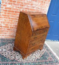 English Antique Tiger Oak Front Drop Desk Home Office Furniture