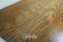 English Tiger Oak Spoon Carved Entry Table With Drawer and Lower Shelf