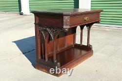Fabulous Solid Tiger Oak Victorian Gothic Console Hall Table with Drawer Ca1890