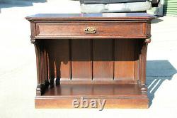 Fabulous Solid Tiger Oak Victorian Gothic Console Hall Table with Drawer Ca1890