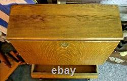 Fantastic Antique Tiger Oak Drop Front Desk Old Finish