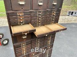 Fantastic c. 1900 Yawman & Erbe Tiger Oak Stack File Cabinet 52 Drawer