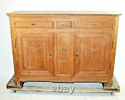 French Antique Louis XV Tiger Oak Sideboard Chest Buffet Server 19th C Carved
