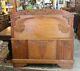 French Antique Tiger Oak Art Deco Full Size Double Bed W. Rails