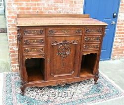 French Antique Tiger Oak Louis XV Sideboard / Server Marble Top c 1880