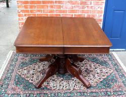 French Antique Tiger Oak Wood Square Kitchen Table Circa 1880