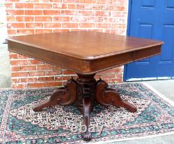 French Antique Tiger Oak Wood Square Kitchen Table Circa 1880