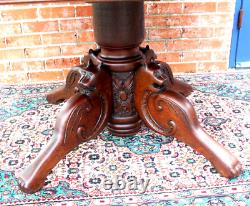 French Antique Tiger Oak Wood Square Kitchen Table Circa 1880