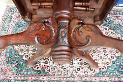 French Antique Tiger Oak Wood Square Kitchen Table Circa 1880