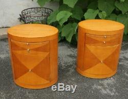 GREAT PAIR NIGHTSTAND TIGER MAPLE- Baker Furniture
