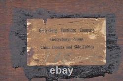 Gettysburg Furniture Empire Tiger Oak Bow Glass Paw Feet China Cabinet Curio