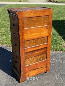 Globe Tiger Oak Vintage Antique 3 Drawer Home Office Library File Cabinet