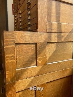 Globe Wernicke Antique Oak Stacking Filing Cabinet File Flat Locking Tiger Oak