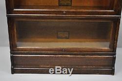 Globe Wernicke Quarter Sawn Tiger Oak 4 Section Stack Barrister Lawyers Bookcase