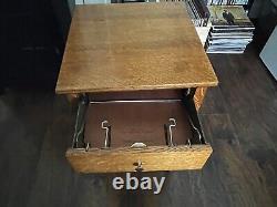 Globe Wernicke Tiger Oak Antique Two Drawer 78 RPM Record Storage Table