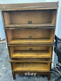 Globe Wernicke Tiger Oak Four Stack Sectional Bookcase Grade 299 from Early 1900