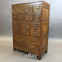 Globe Wernicke Tiger Oak and Brass Multi Drawer Office Cabinet