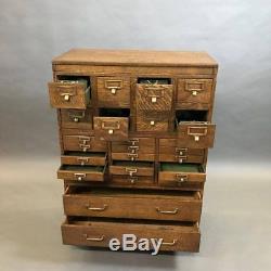 Globe Wernicke Tiger Oak and Brass Multi Drawer Office Cabinet
