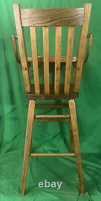 Gorgeous Mission Oak Antique High Chair Deep, Stunning Tiger-Stripes 40