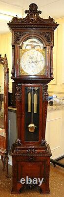 Gorgeous Winterhalder & Hofmeier Tiger Oak Figural Tall Case Grandfather Clock