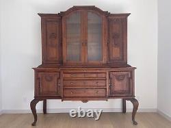 Grand Antique 1800s French Provincial Louis XV Carved Buffet Cabinet Hutch