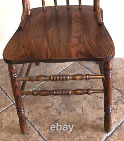 HW Hull & Sons Dark Solid Oak Spindle Chair Antique, Quality Tiger Oak, Pristine