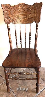 HW Hull & Sons Dark Solid Oak Spindle Chair Antique, Quality Tiger Oak Quality