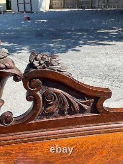 Horner Antique Tiger Oak Server Console Pier Table Paw FtCarved Lion Heads 1890