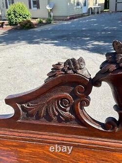 Horner Antique Tiger Oak Server Console Pier Table Paw FtCarved Lion Heads 1890