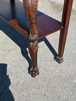 Horner Antique Tiger Oak Server Console Pier Table Paw FtCarved Lion Heads 1890