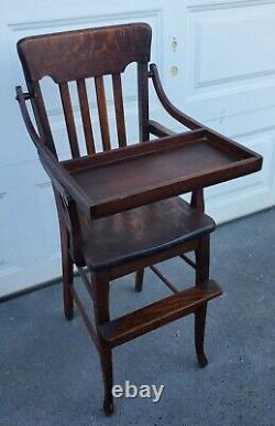 Incredible Antique S. Bent & Brothers 1867 Tiger Oak Childrens High Chair RARE