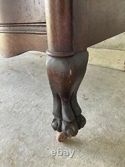 Karges Serpentine Dresser Carved Lions Feet Tiger Oak Original Hardware Wheels