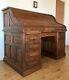 Large Antique 19th Century Tiger Oak Roll Top Desk By Gunn Furniture Co. C1890