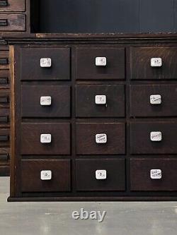 Large Antique Apothecary Cabinet, Antique Wood Drawer Unit, Multi Drawer Cabinet