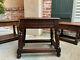Large Antique English Tiger Oak Stool Bench End Table Jacobean Joint Style