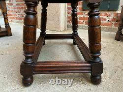 Large Antique English Tiger Oak Stool Bench End Table Jacobean Joint style
