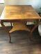 Large Antique Tall Tiger Oak Two Tier Side/end Accent Table