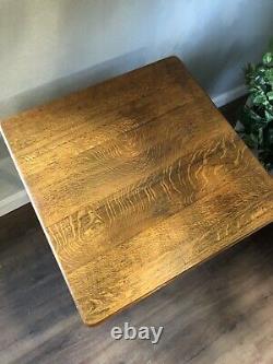 Large Antique Tall Tiger Oak Two Tier Side/End Accent Table