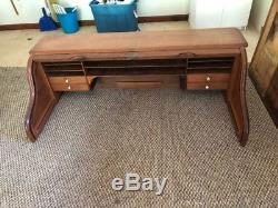 Large Roll top Desk Union Boston Mass -Tiger Oak Chair 2 Wood File Cabinets