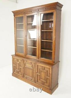 Large Victorian 6 door Tiger Oak Bookcase Display Cabinet, Scotland 1890, B2375