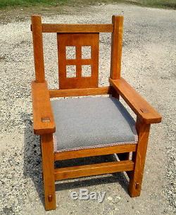 Limbert Mission Style Salesmen Sample or Youth Chair Tiger Oak 1910 Era Antique